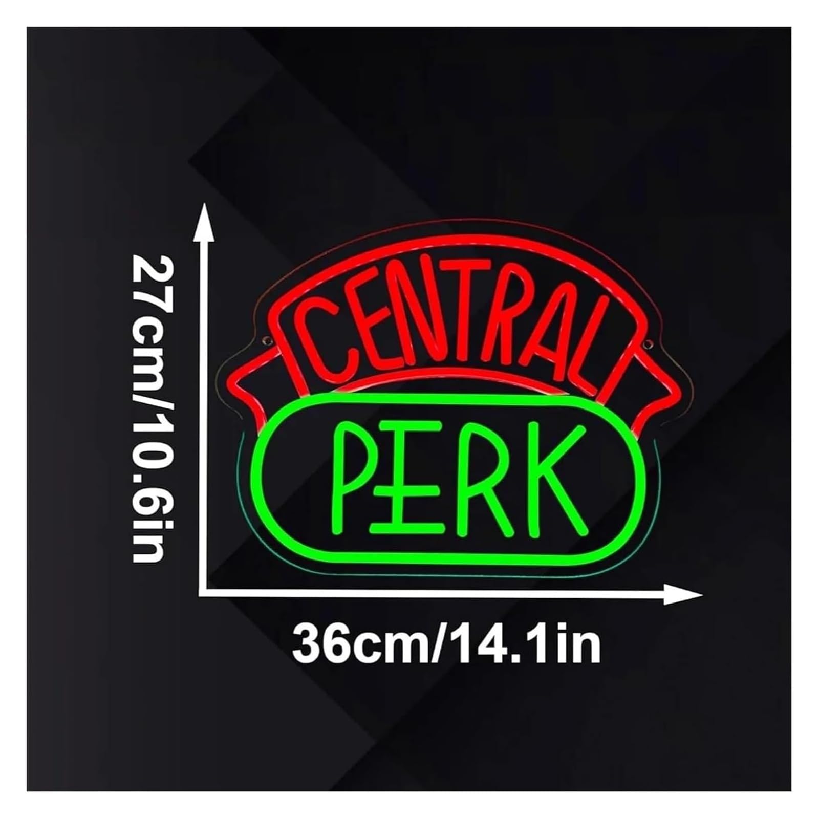 Lampe Néon Enseigne lumineuse à suspendre en forme de tasse café, style Central Perk, pour cuisine, magasin, chambre coucher, 36 cm x 27