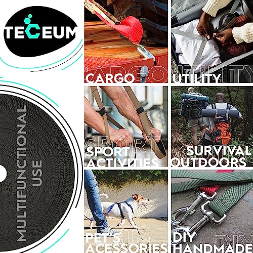 Image of TECEUM 3 /4 inch & 5 /8 inch & 1 inch & 1.5 inch & 2 inch Webbing - 10 25 50 Yards - 40+ Colors - Heavy Duty 1 Inch 1.5 Inch 2 Inch Backpack Straps - Webbing for Outdoors Indoors Crafting DIY
