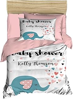 100% Cotton Baby Bedding Elephant Themed Nursery Baby Bed Set, Toddlers Crib Bedding for Baby Girls, Duvet Cover Set with Comforter, 5 Pieces