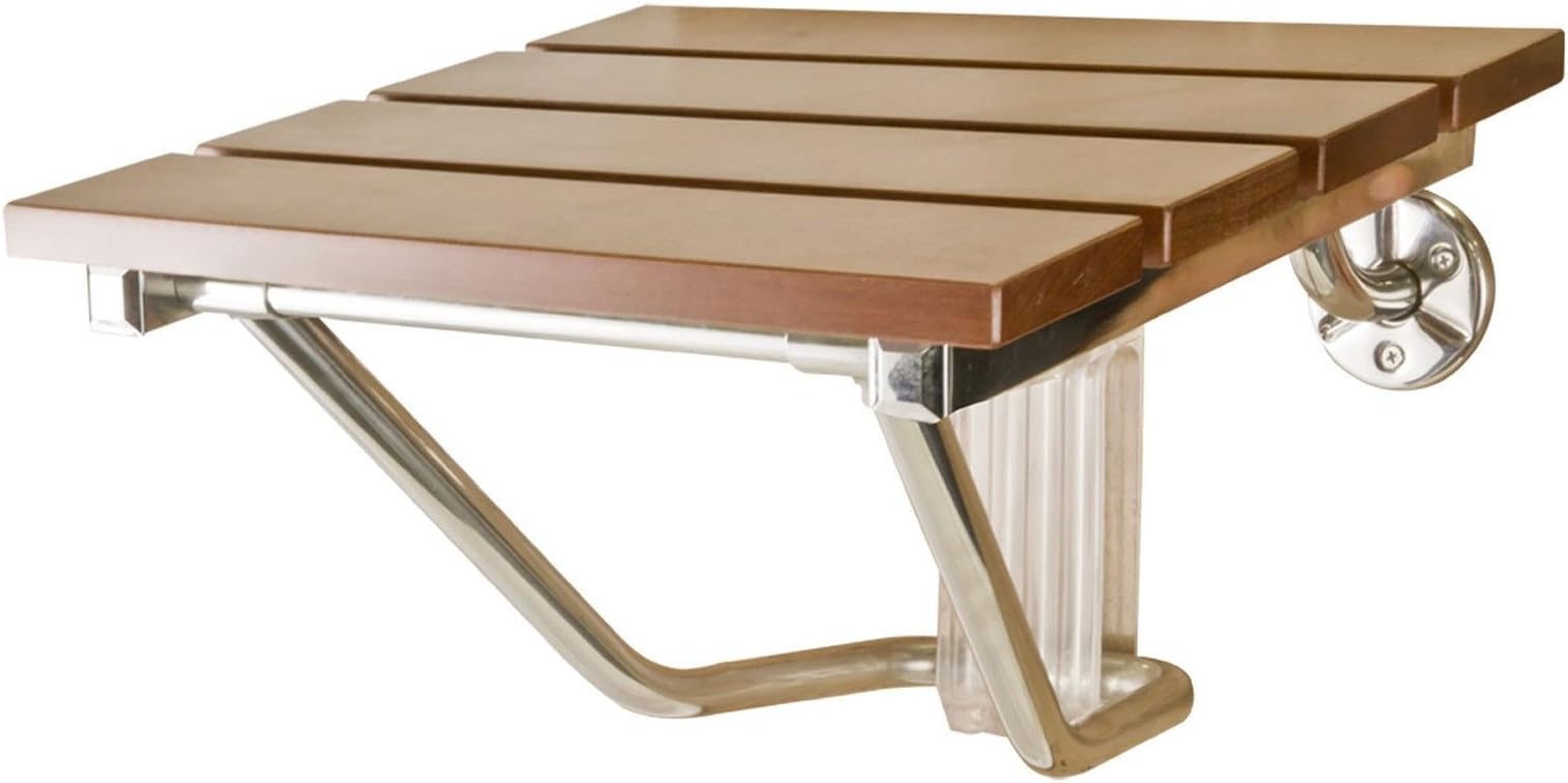 Folding Shower Seat Bench Wall Mount Solid Wood Construction Bath Seat New