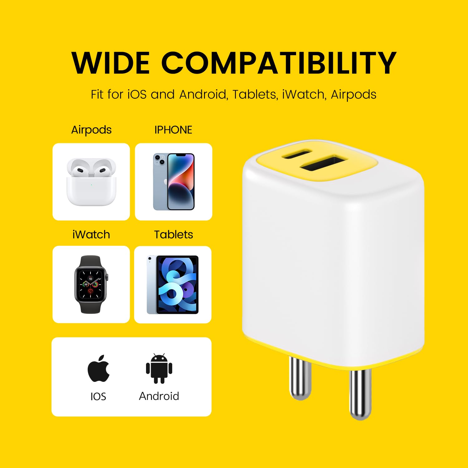 DeperAI 25W 2-in-1 Fast Charger[MFi-Certified], Compatible with iPhone, Samsung, Oppo, Vivo, iPad, and Others, Wall Adapter GaN III PD3.0 Charger, Supports UFCS(Yellow) — Amazon image 6