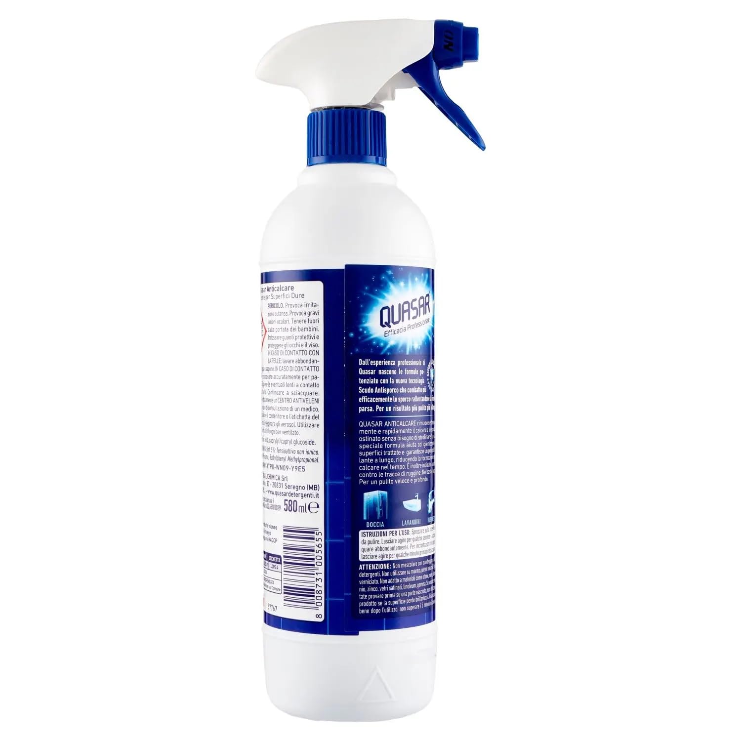 Quasar Anticalcare Extraforte - Limpiador antical extrafuerte en spray (12 unidades, 580 ml, incluye llavero Beni Culinari gratuito)