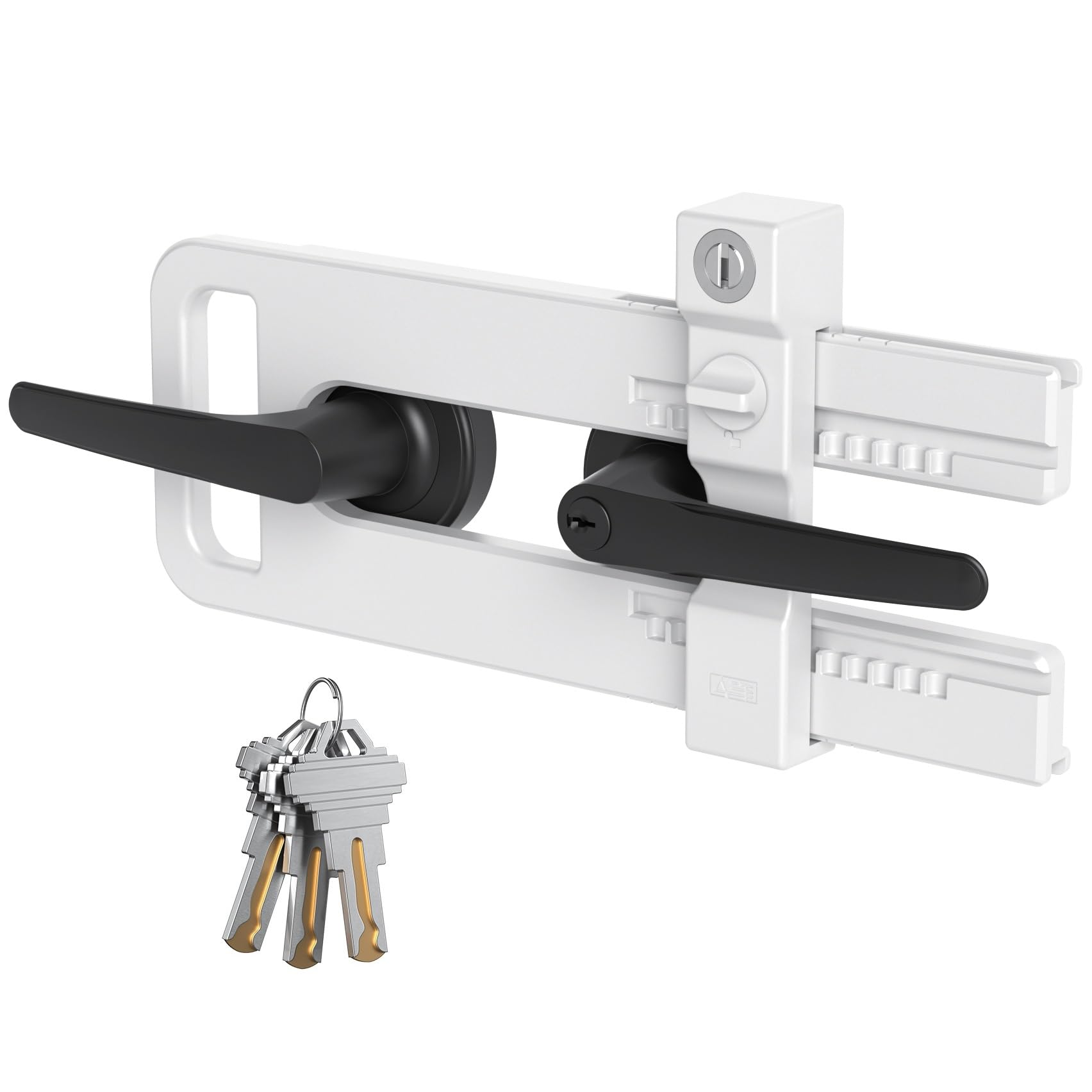 Photo 1 of AST Double Door Lockout Device, French Door Reinforcement Lock with 3 Keys, Lockout to Double Door Knobset and Handleset, Childproof Door Lock, Premium Version (Matte White with Keyed Differ)