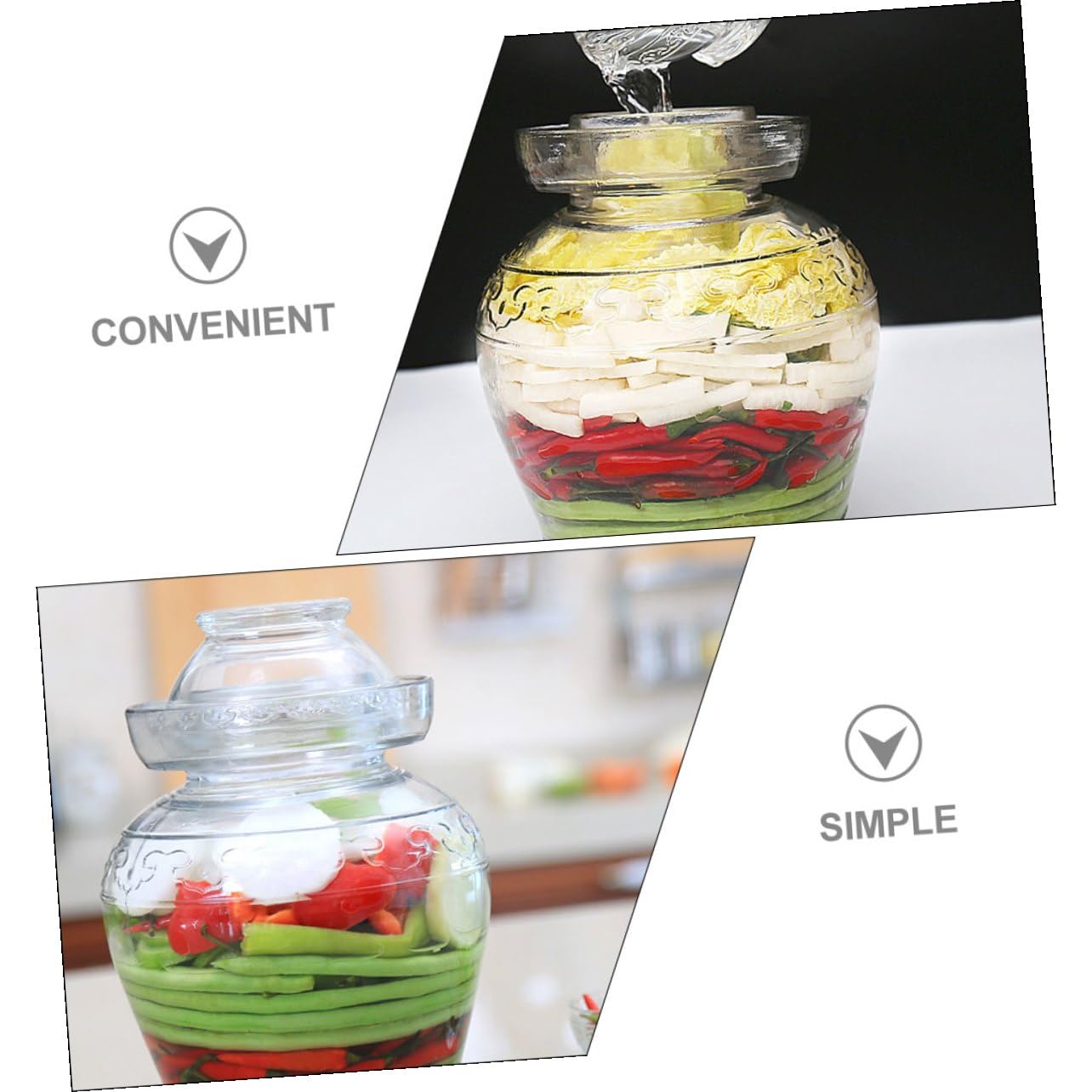DOITOOL Gurkenbehälter aus Glas 2, 5l mit Breiter Öffnung, Transparent | Essiggurken und Sauerkraut, Einfache Sichtkontrolle, Praktisches Lebensmittelglas