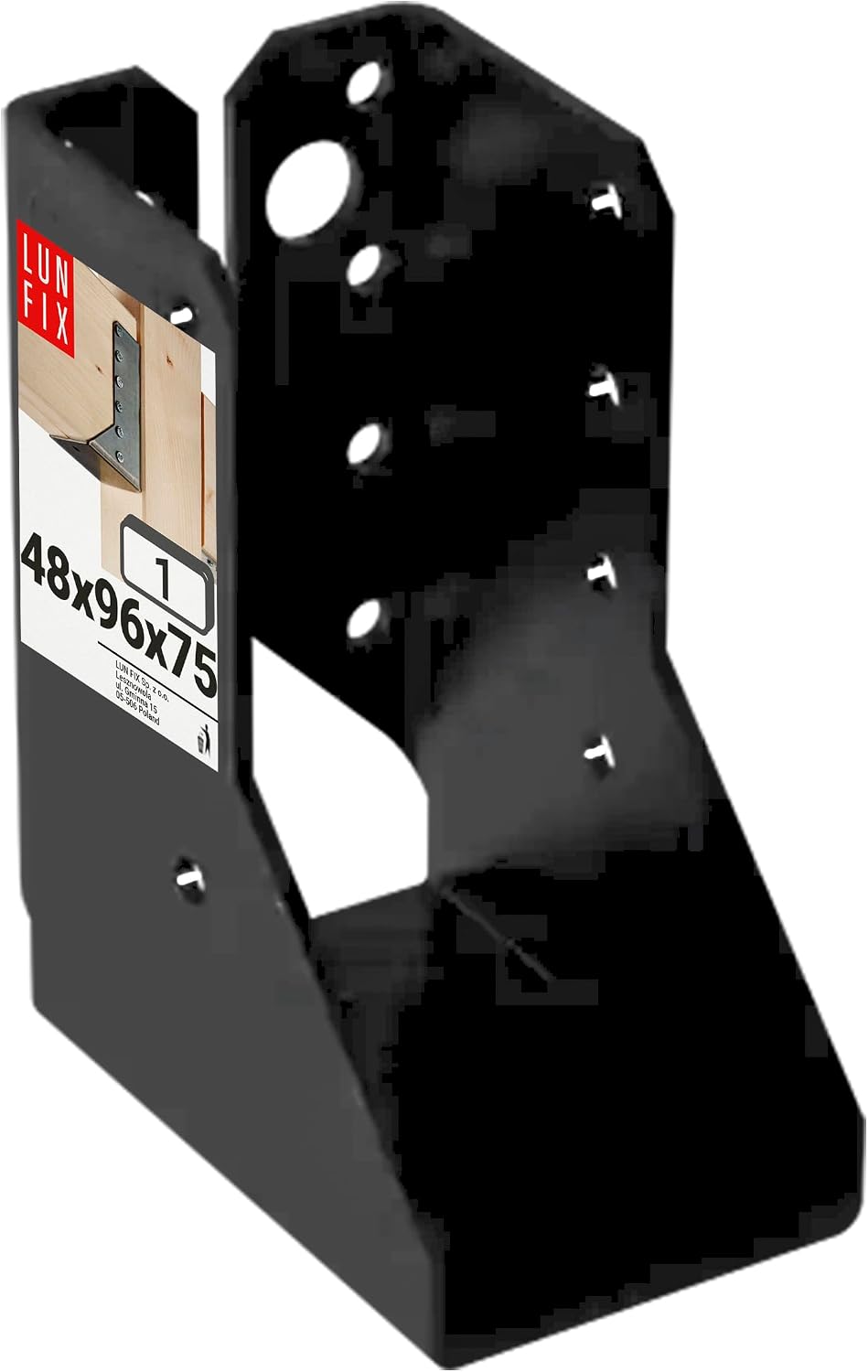 Supporto trave curvo 48x96x75 mm acciaio zincato nero