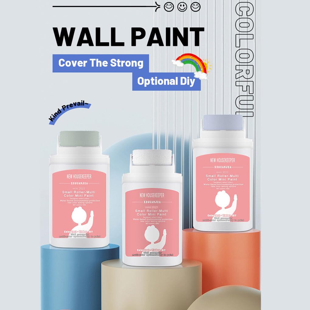 Multi-Color Small Roller Brush – Quick-Drying Latex Paint For Wall Touch-Ups & Repairs, Mold-Proof