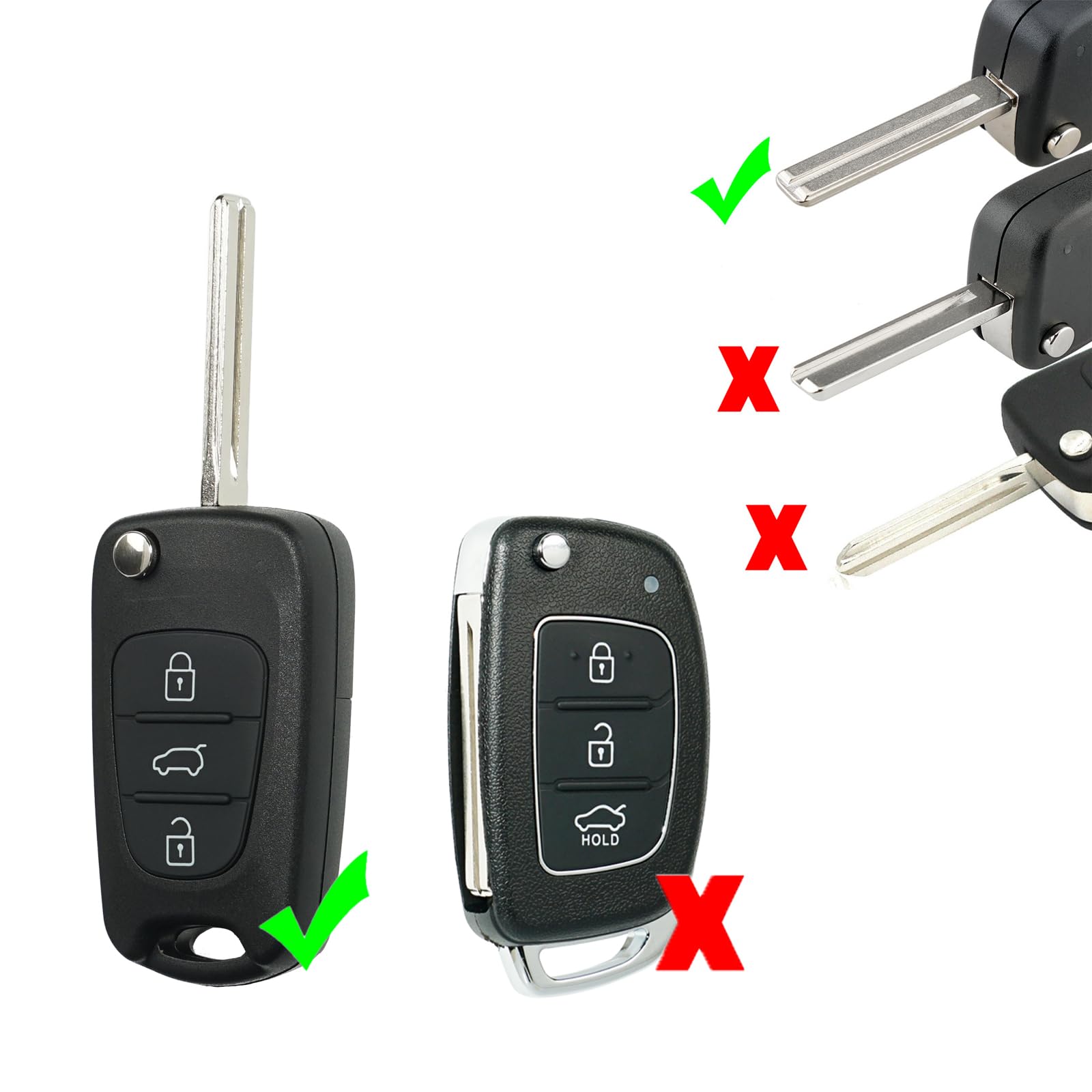 SUPALAND Guscio Chiave di Ricambio a 3 Tasti Per Telecomando Auto Compatibile con Hyundai i10 i20 i30 ix20 ix35 Kia Rio Ceed Sportage Venga Soul Sorento