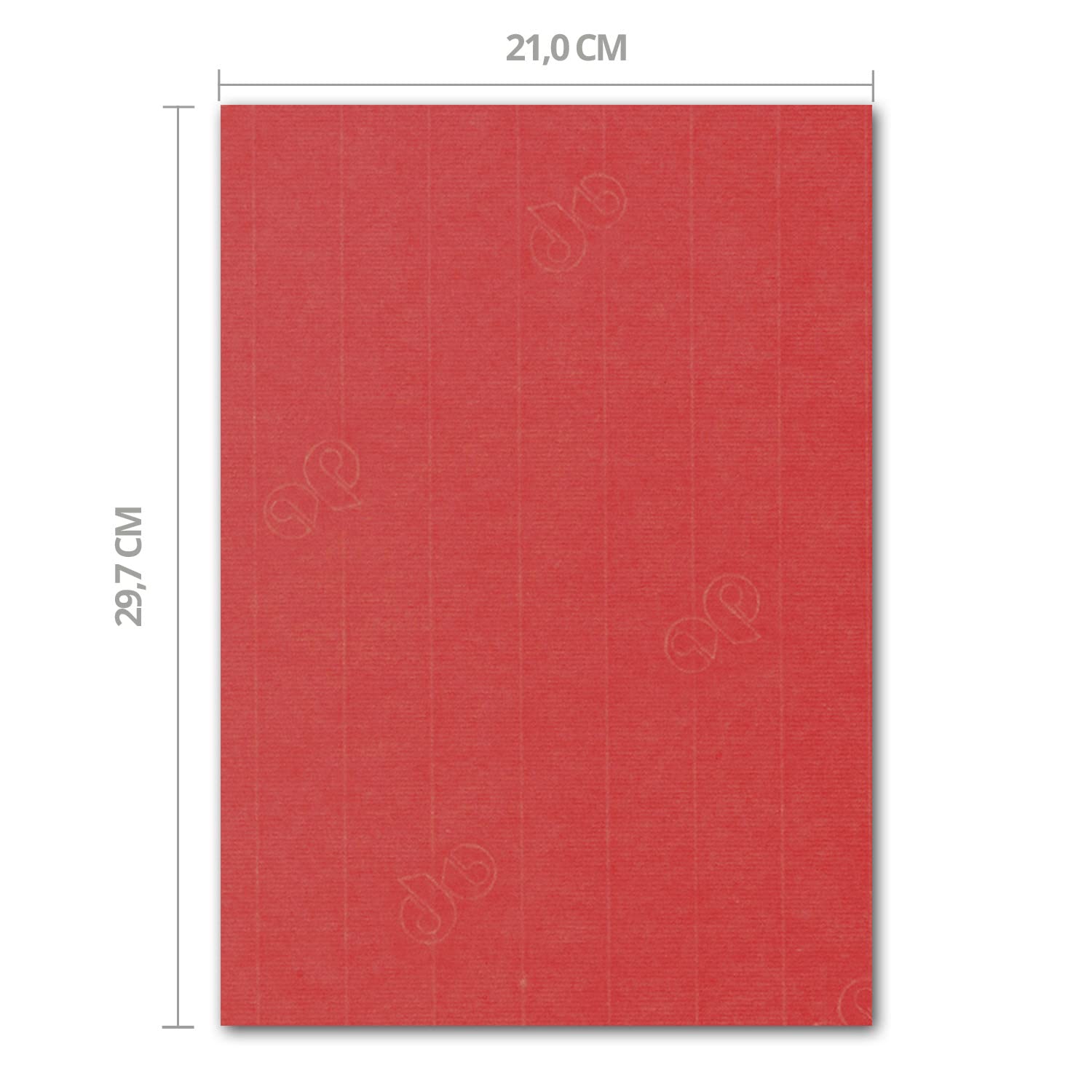 ARTOZ Papier listowy + papier do majsterkowania / karton do majsterkowania – DIN A4 297 x 210 mm – Eleganckie wytłoczenie – Wysokiej jakości papier kolorowy 220 g/m² – Papier do scrapbookingu 200 Stück 517 - Rot