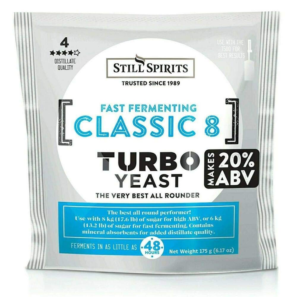 TURBO YEAST CLASSIC 8 TURBO YEAST 20% ALCOHOL IN 5 DAY THE VERY BEST ALL ROUNDER