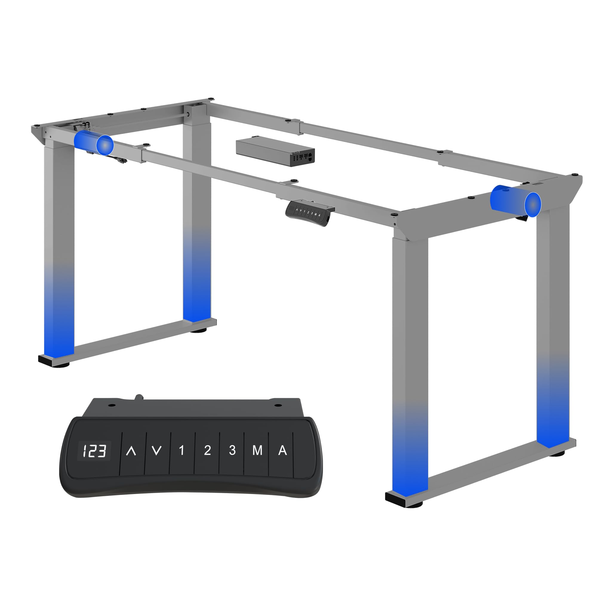 FLEXISPOT Scrivania Regolabile in Altezza, telaio da tavolo, struttura da tavolo con 4 gambe, telaio in acciaio per tavolo da pranzo e con 2 motori, con memoria a 4 pulsanti, carico da 150 kg, grigio