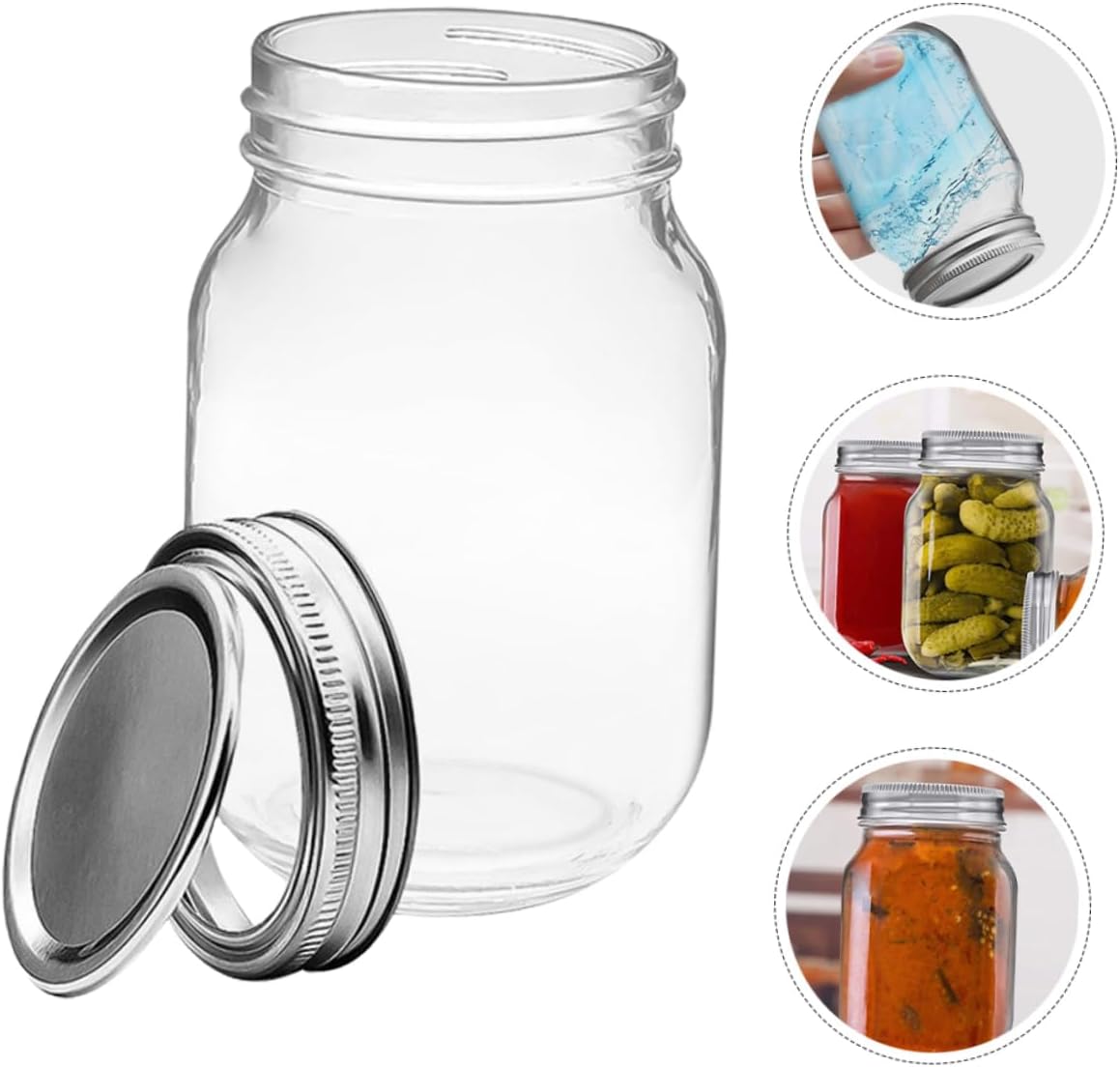 6pcs Glass Jars Airtight Lids Reusable Storage Containers for Jam Honey and Salad Leak Wide Mouth Design for Convenient Food Preservation