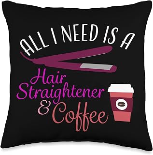 Hair Stylist Coffee Hair Straightener Throw Pillow