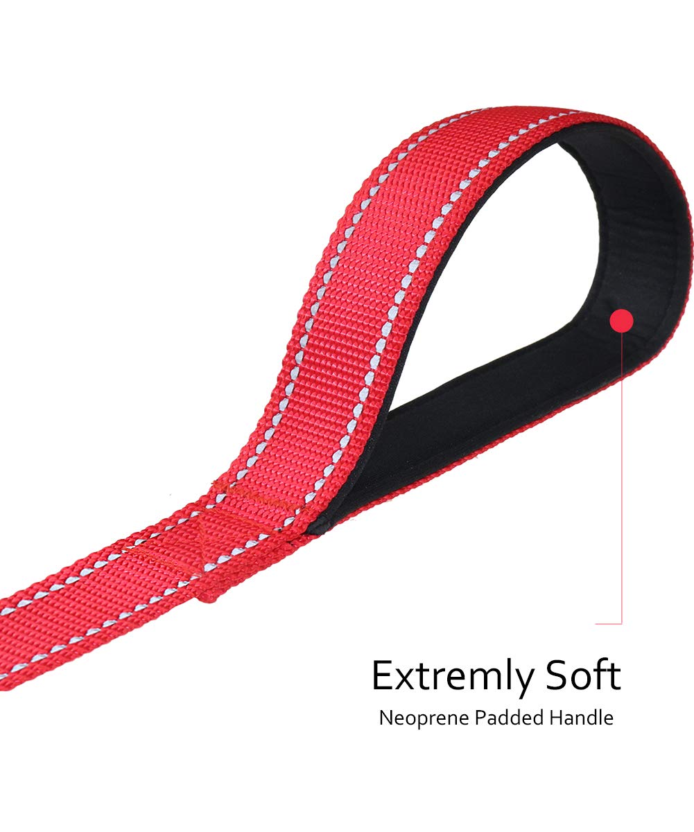 Taglory Guinzaglio per Cani Riflettente con Manico Imbottito e Gancio in Metallo, Nylon Resistente Addestramento Cane Guinzaglio, 1.8 Metri Rosso