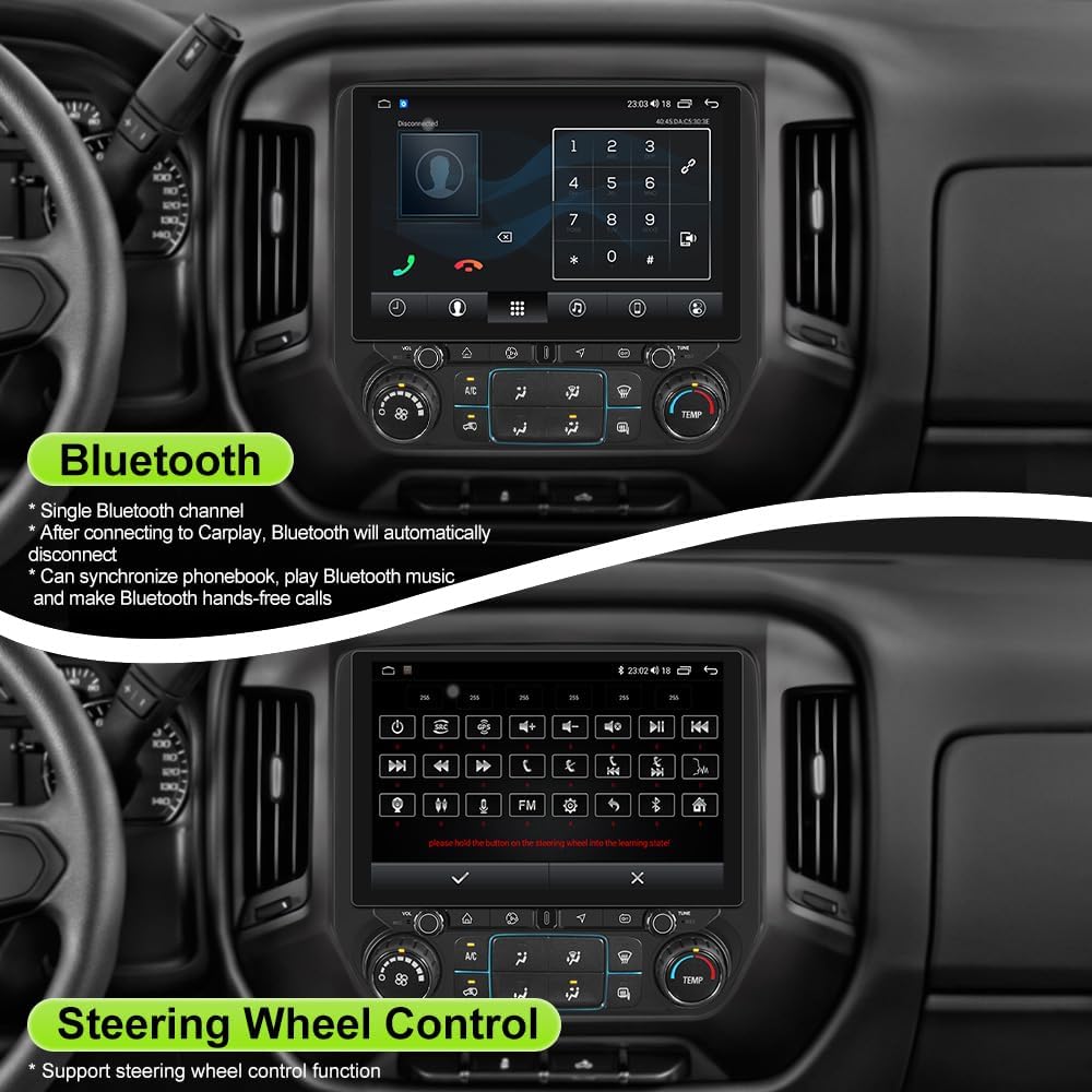 11.5 inch IPS Touchscreen Car Radio for Chevrolet Chevy Silverado GMC Sierra 2014-2018 (4GB RAM+64GB ROM), Android 13 Stereo with Wireless CarPlay Android Auto BT GPS SWC Backup Camera
