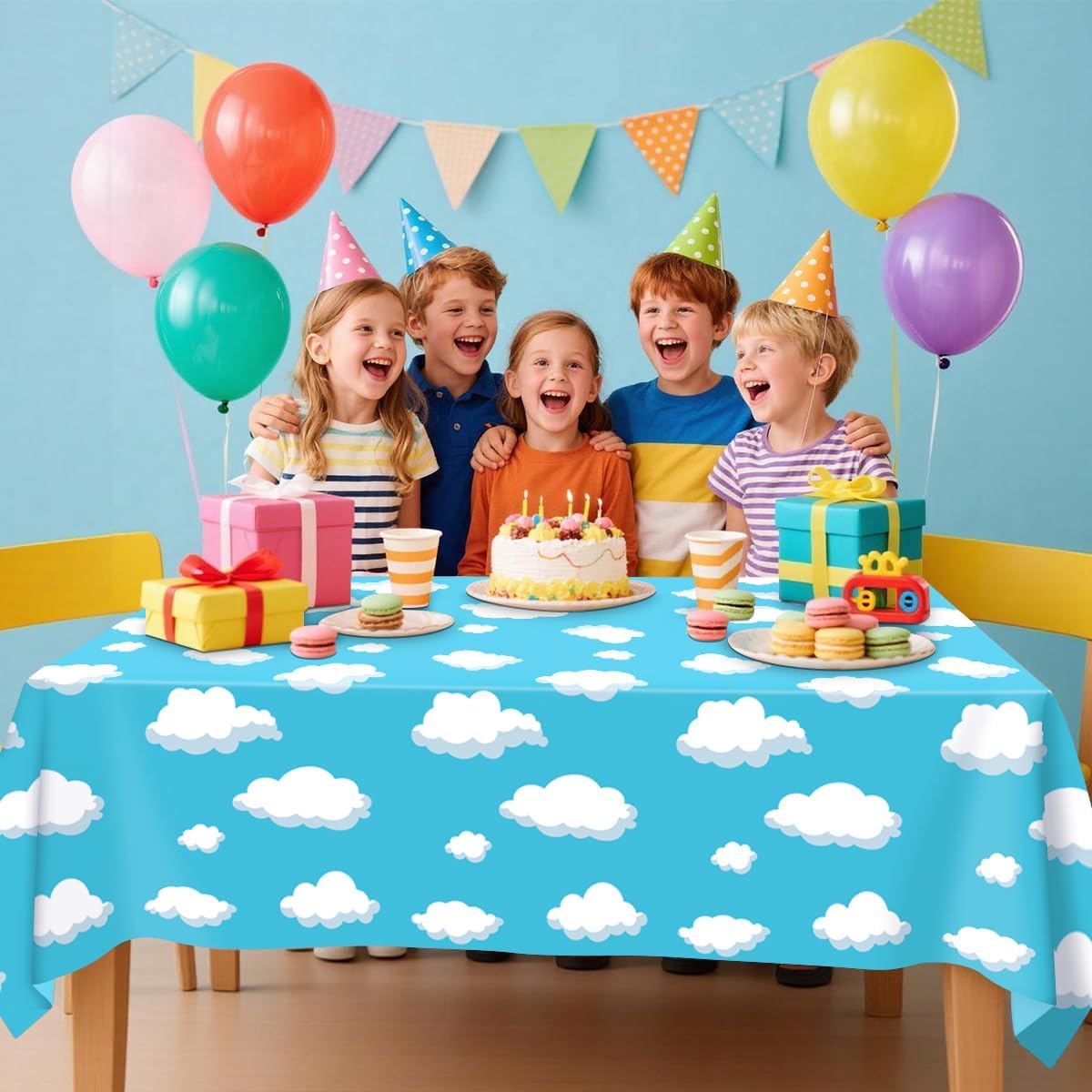 4 Pcs Story Tablecloths Mix Color Plastic Tablecloth Sky Tablecloth Waterproof Rectangle Cow Pattern Printed Table Cover for Baby Shower Cow Birthday Decoration, 52 x 86 in