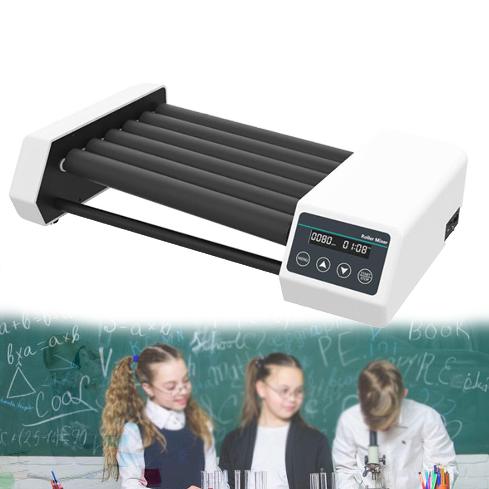 Mélangeur à Rouleau, Vitesse réglable 20-80 TR/Min, mélangeur à Rouleau pour laboratoires et salles de Classe, Shaker rotateur Orbital avec Mode temporaire et Affichage numérique LED,RM-6H