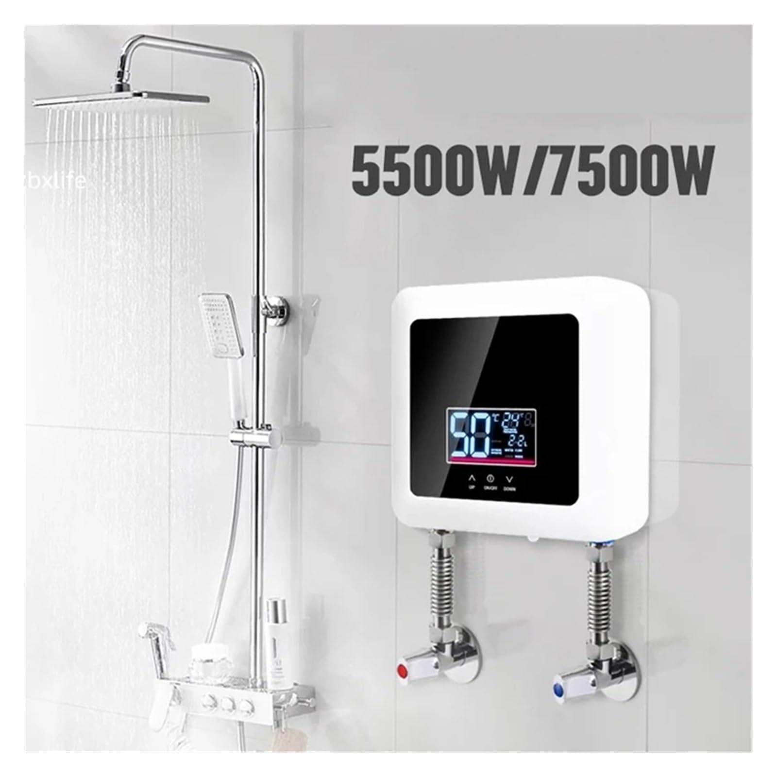 5500 W/7500 W Bezzbiornikowy Podgrzewacz Wody Elektryczny Ciepłej Prysznic Łazienka Kuchnia Natychmiastowy Z Pilotem Szybko I Wygodnie(5500W white)