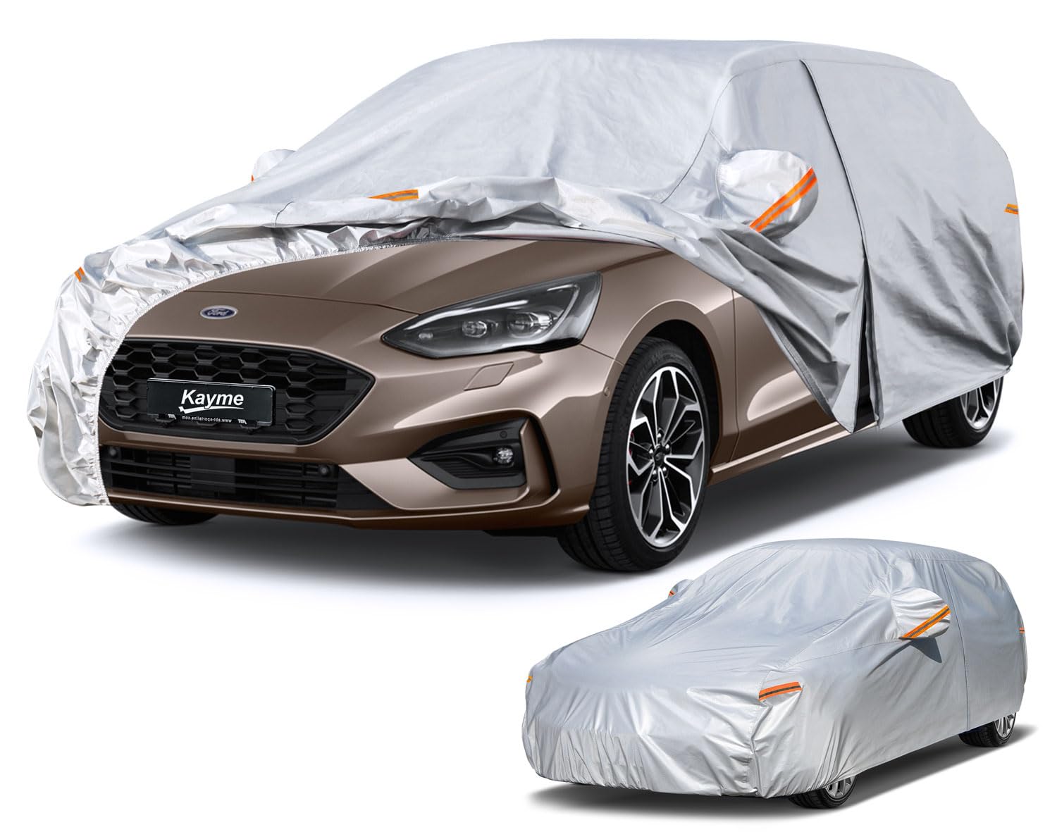 Kayme Waterproof Breathable Car Cover Suitable for Ford Focus Wagon/Active Wagon/Turnier 2010-2024, 6 Layers Car Cover for Rain, Sun, Dust, Car Cover