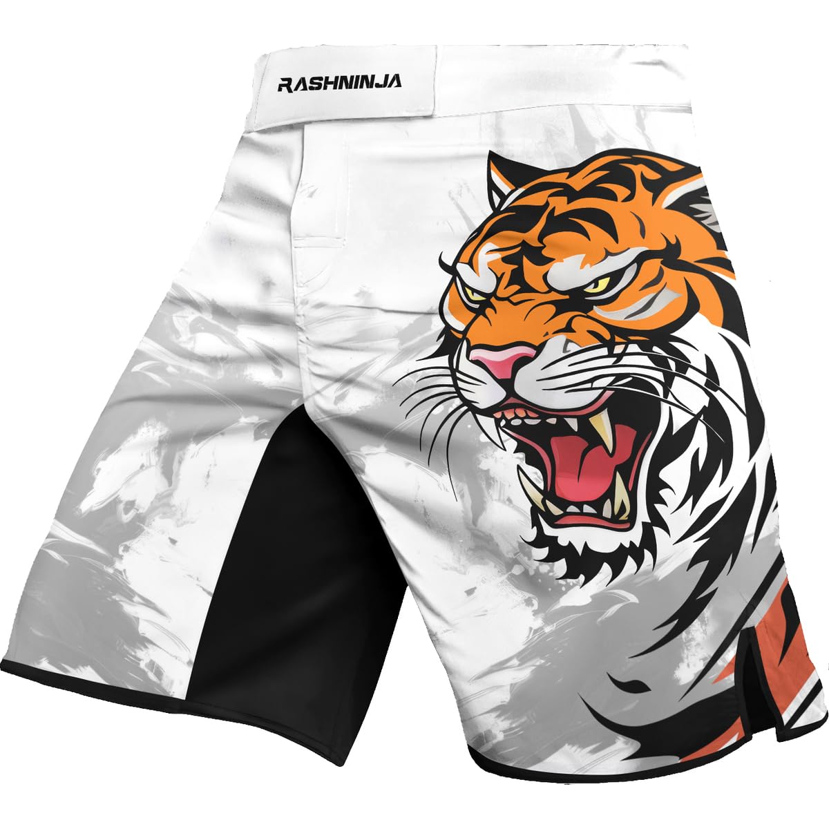 RASHNINJATiger Jiu Jitsu Shorts Men's Fight Shorts MMA BJJ Boxing Combat Grappling Kickboxing No Gi