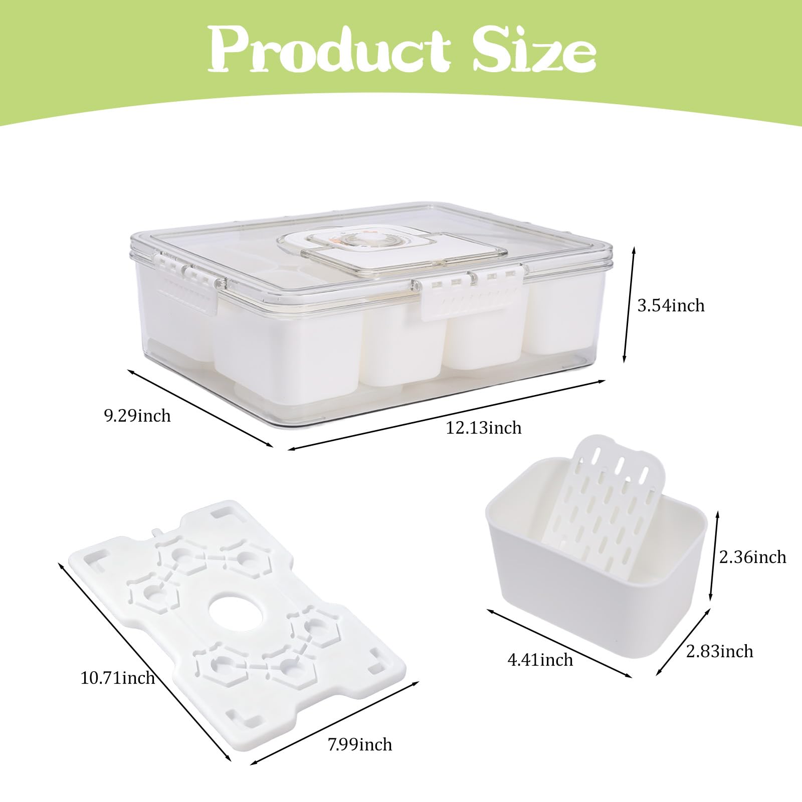 Snack Box con scomparti di raffreddamento – Contenitore frigo portatile con manico per picnic, viaggi e feste all'aperto – Con scomparto per ghiaccio per snack freschi, frutta e verdura
