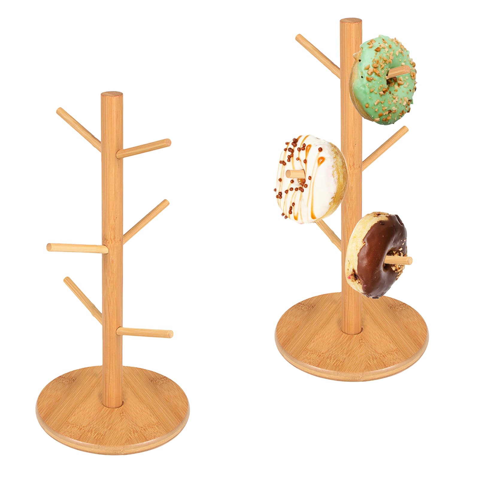 Support à donuts en bambou de 33 cm, présentoir de fête haut de gamme