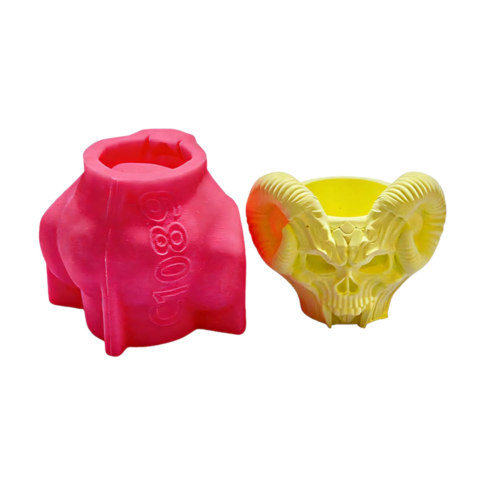 Hsioluted Unique Silicone for Crafting Snail Octopuses Pen Holder with Skull Goat Designs for Plasters Projects Silicone Candled Making Mouldes Decorative Flower Container Mouldes