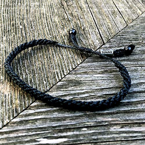 Black Sailor Rope Bracelet Braided Woven Nautical Knot Beach Jewelry For Men And Women By Rumi Sumaq #TOP1