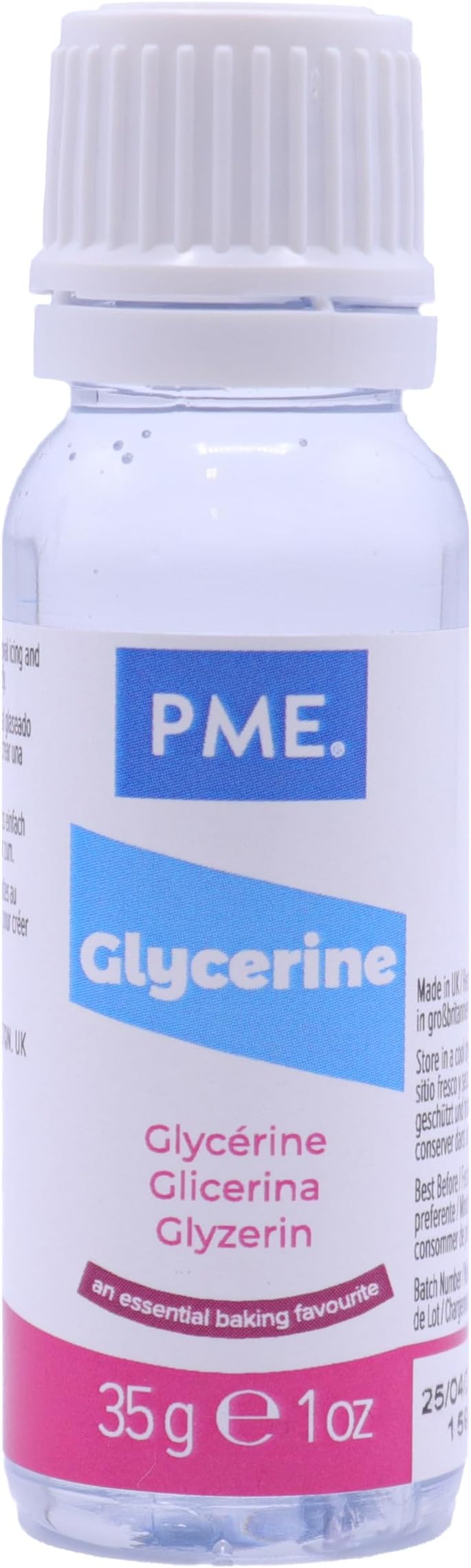 PME Glycerine (35g) - Food Grade Glycerine for Baking, Royal Icing & Sugarcraft that Prevents Hard Icing & Sugar Crystallisation & Adds Moisture Retention for Cakes