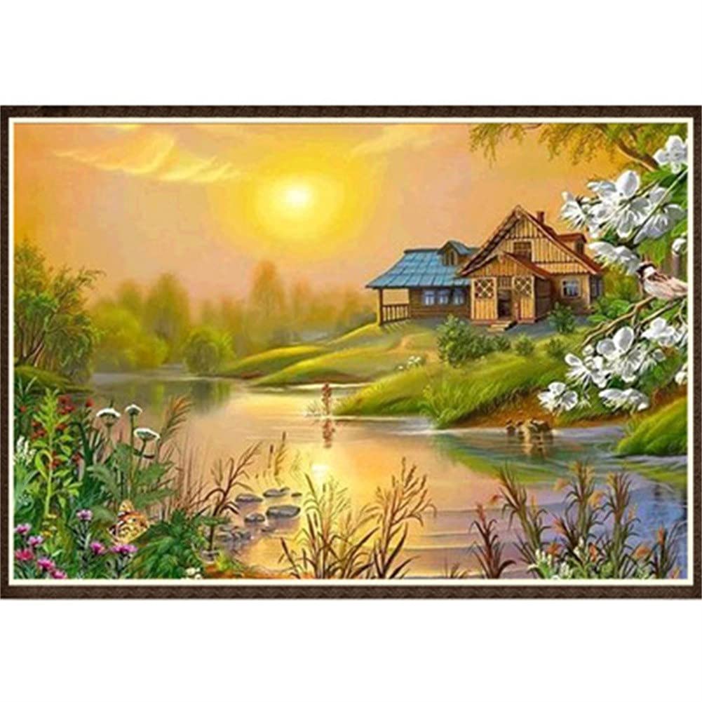 Broderie diamant 5D coucher de soleil pour décorer le mur du salon familial