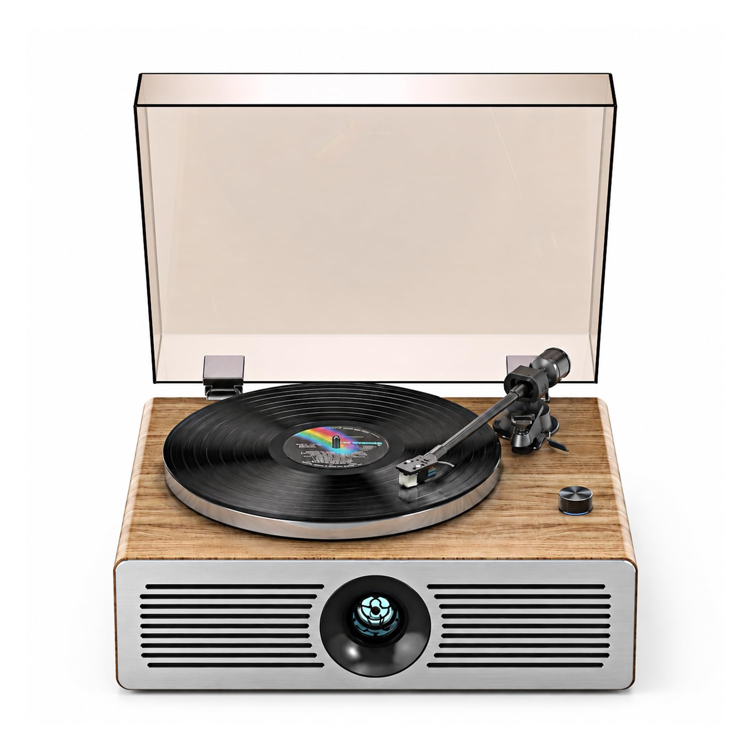 Bluetooth Plattenspieler mit Lautsprechern, Vintage Holz Plattenspieler für Schallplatten mit AT-3600L Kartusche, 33/45 RPM Vinyl Player mit eingebautem Vorverstärker, kabelloser