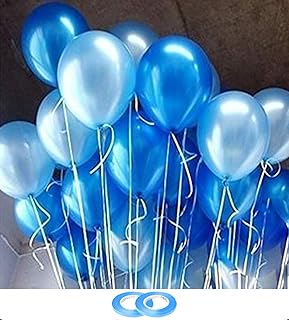 AMFIN® 10 Inch (Pack of 50) Metallic Balloons Light Blue & Blue for Birthday Decoration, Decoration for Weddings, Engagement, Baby Shower, 1st Birthday, Anniversary Party, Theme Party, Office Party