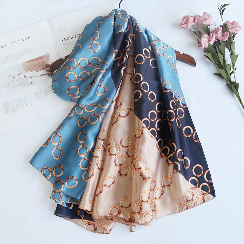 Image of MALINA Women's Polyester Silk Satin Stole Scarf - Soft Lightweight Fashion Wrap, Elegant Floral & Gradient Design, summer stole,Scarf For Women,Premium Stole,Large Size 180x90 cm'