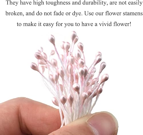 Miniatura 31 de HAHIYO 700 piezas de 0.118 in de perla amarilla de doble cabeza de estambres de flores Pistilo hecho a mano, flores artificiales para flore Amarillo