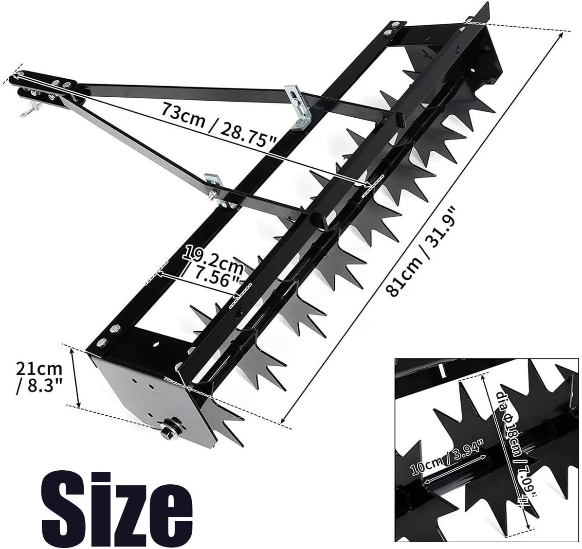 Tow Behind Lawn Aerator, Plug Aerator with Universal Hitch, Tow Spike Aerator Tool, Durable Steel Lawn Plug Aerators for Lawn,Yard and Garden