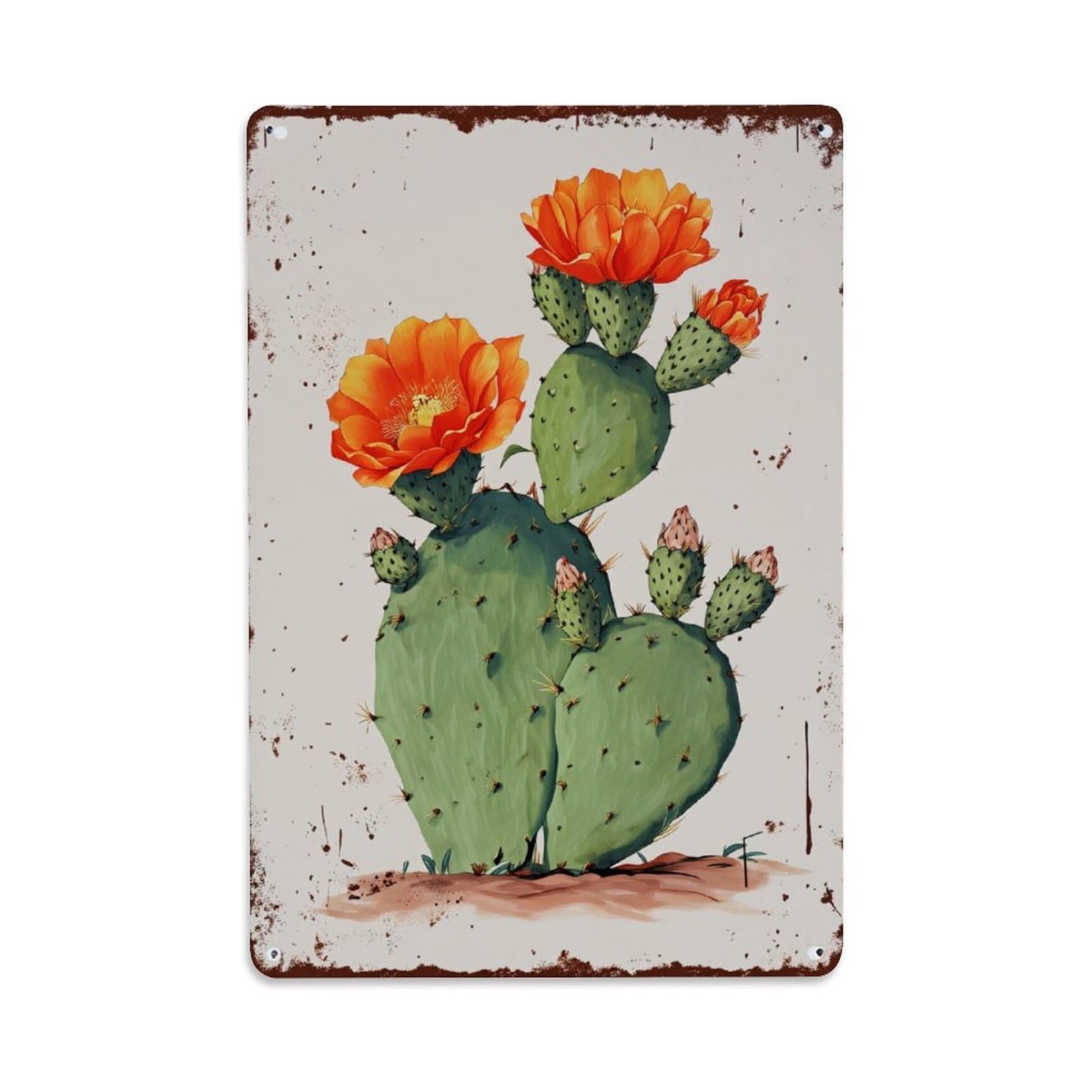 Cactus Flower Desert Art Print Tin Sign Metal Poster Vintage Metal Signs for Home Man Cave Bar Cafe Kitchen laundry room Wall Decorations Gift 8x12Inch