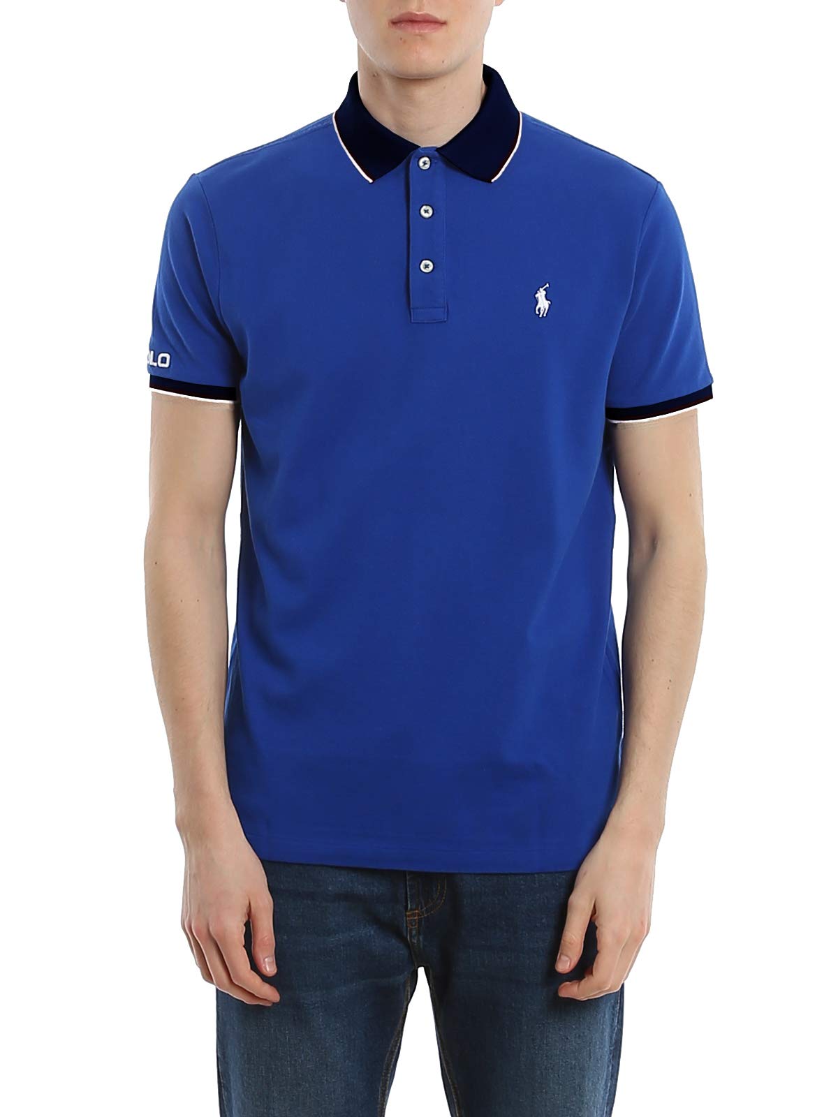 Men's Custom Slim Fit Mesh Polo Shirt, Blue