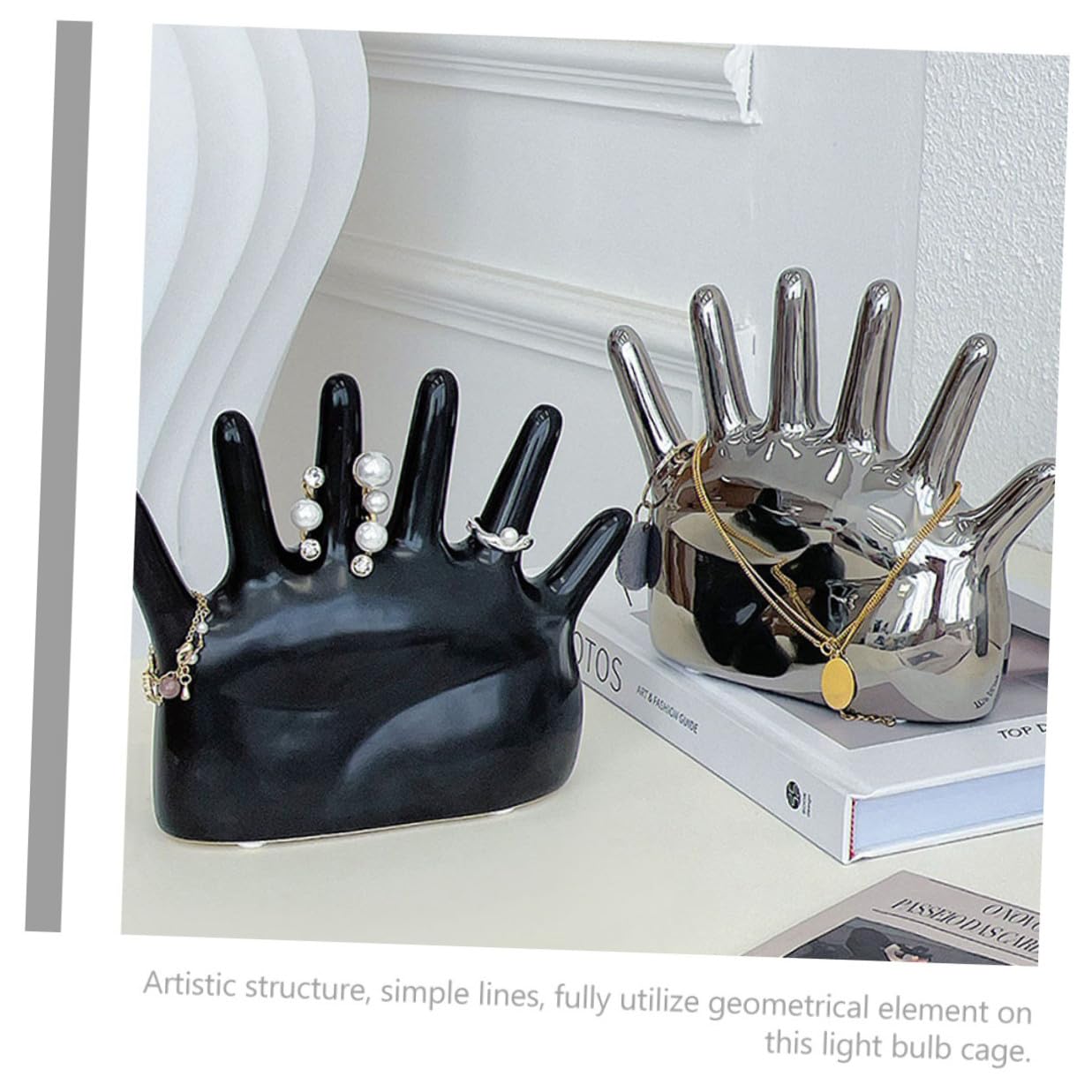 Toyvian Handringhalter aus Keramik mit Silberbeschichtung Schmuckständer für Ringe Elegantes Wohnaccessoire und Ringschmuck Aufbewahrung Schutz vor Kratzern und Anlaufen