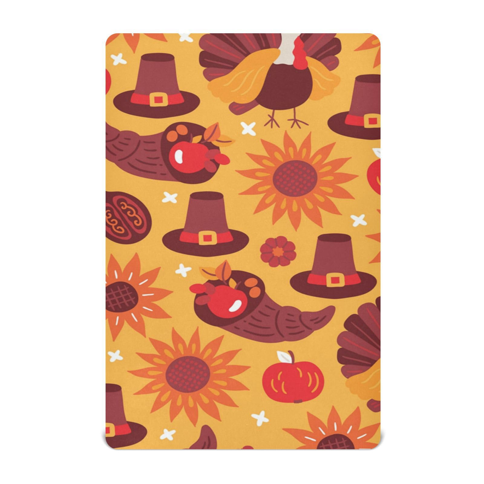 Moudou Thanksgiving Turkey Playard Sheet for Boy Girls, Soft Breathable Fitted Toddler Sheet for Standard Playard Bed Mattress, 39 x 27 x 5 Inch