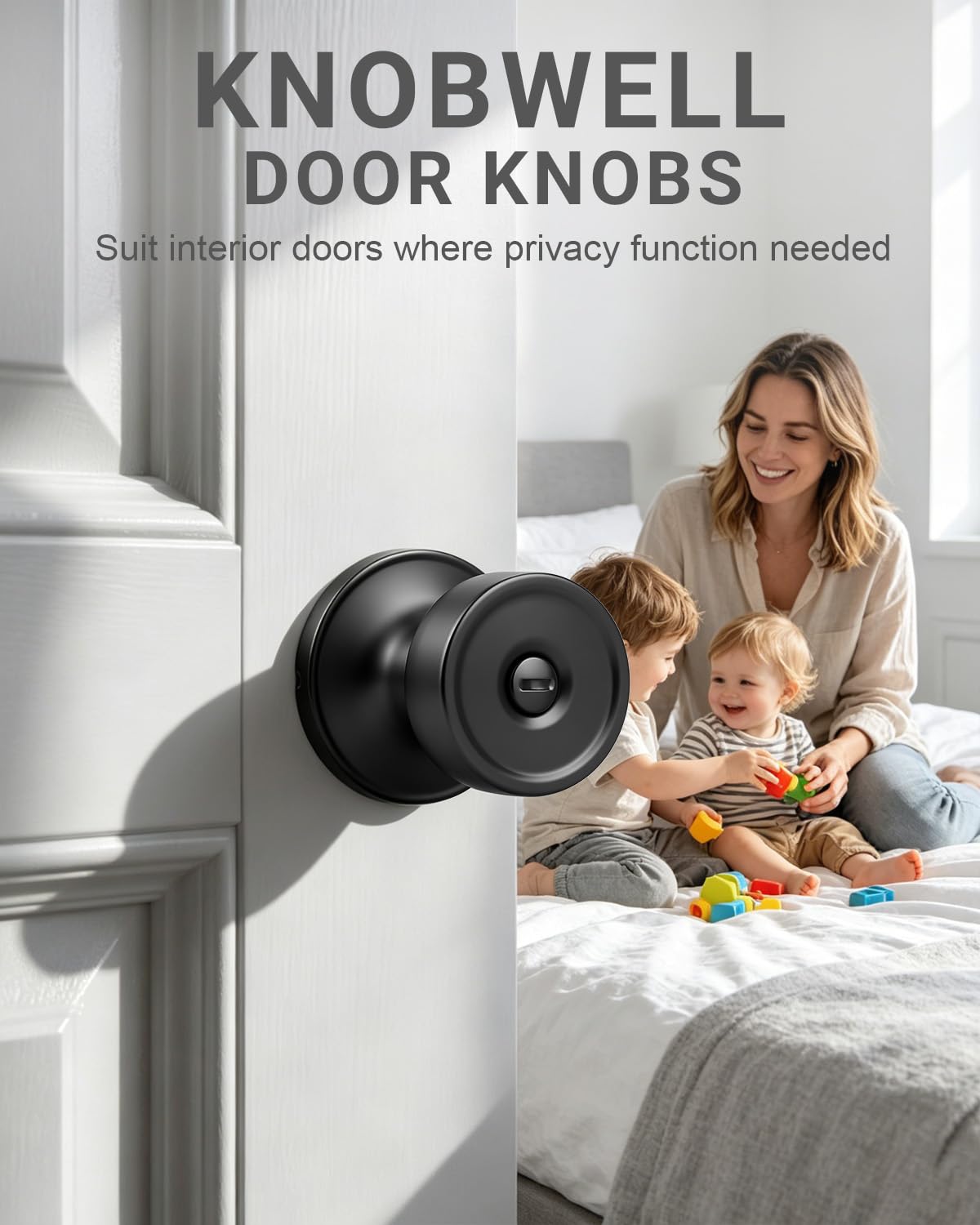 Black Privacy Door Knobs - Emergency Unlock -2