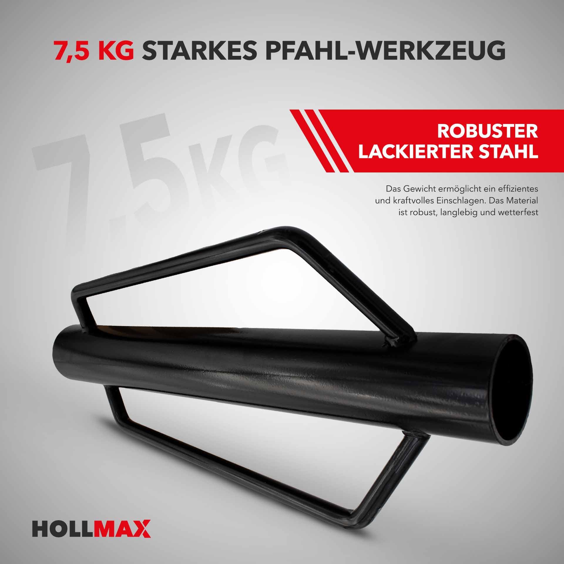 Pfahlramme für Zaunpfähle und Pfosten, versch. Größen und Durchmesser, schwarz (Schwarz, 7,7 cm)