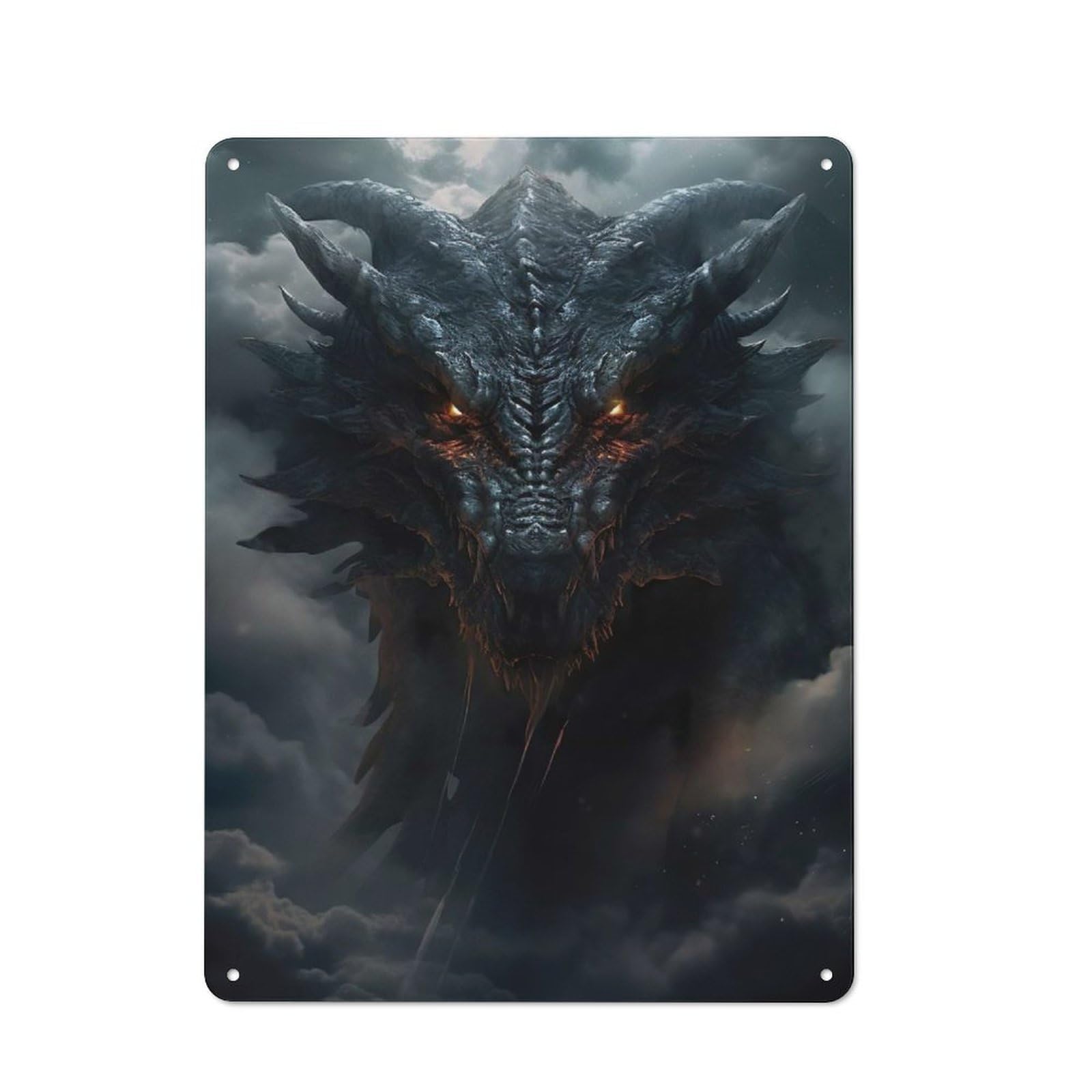 Junmoney Black Dragon In Clouds Vintage Tin Sign 40X30cm With For Hobby Room Or Studio, For Metal Sign Collectors, For Garage And Workshop Walls