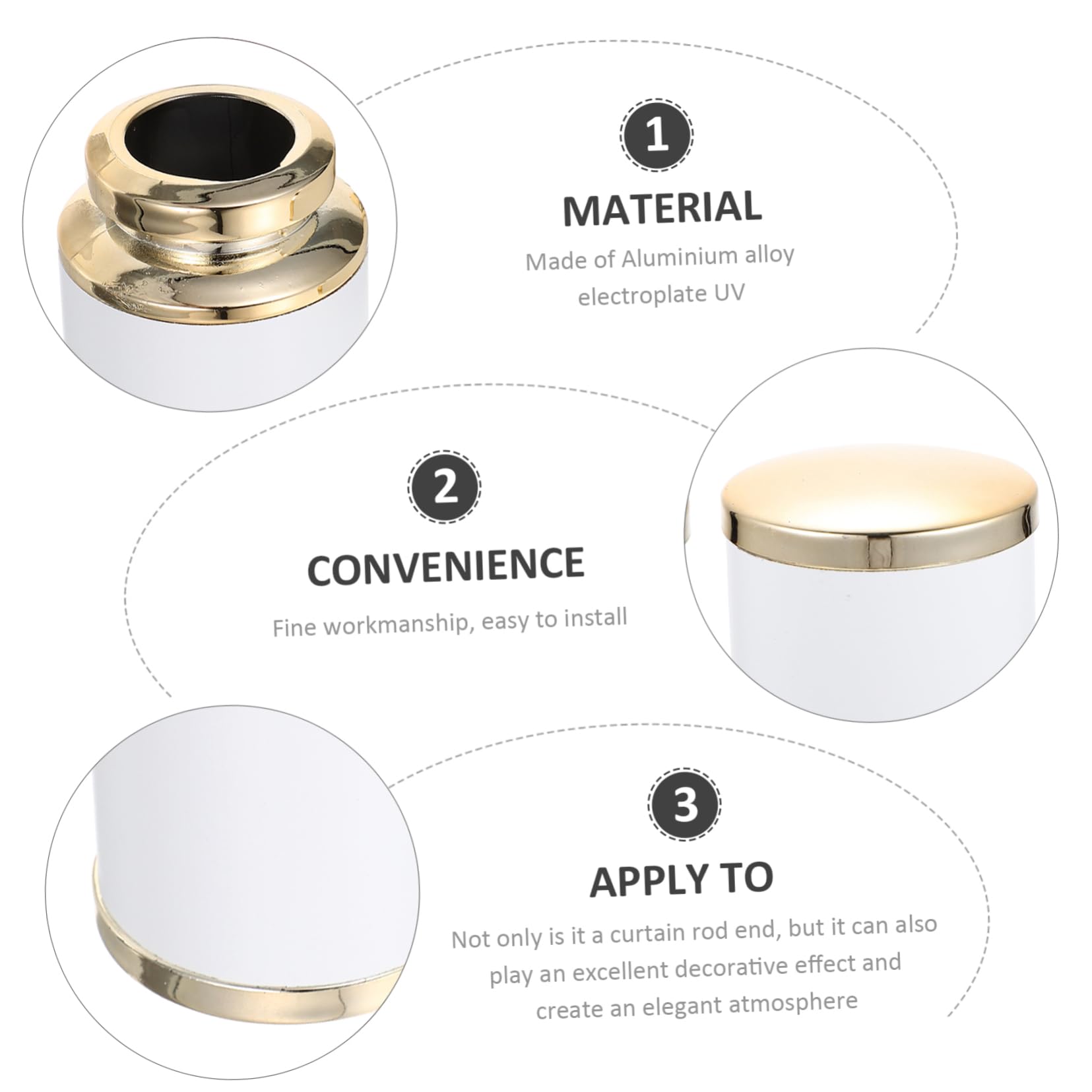 LIFKOME Curtain Rod Ends Decorative Heads for Home Silver Decorative Pole Ends