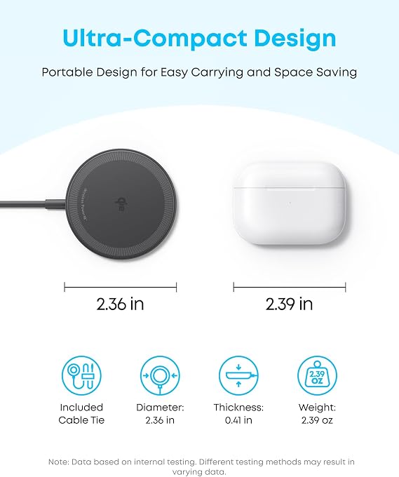 Anker Zolo MagSafe-Compatible Wireless Charger with Qi2 15W Fast Charging | Qi2-Certified Charging Pad, for iPhone 17 / 16 / 15 / 14 / 13 Series, AirPods (Not for Pixel, Adapter Not Included)