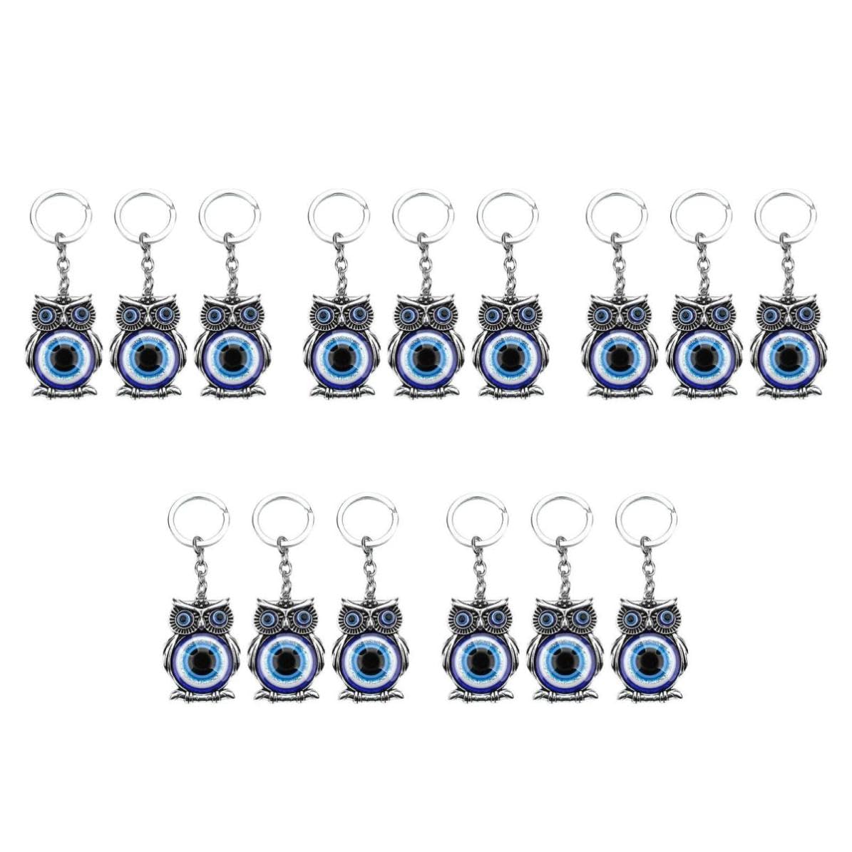 TOPBATHY 15 Pezzi Portachiavi Gufo Blu in Lega di Zinco per Chiavi e Borsa | Decorazione Gufo Piccola, Leggera e Robusta, Pendente Portatile per Donne, Stile Elegante