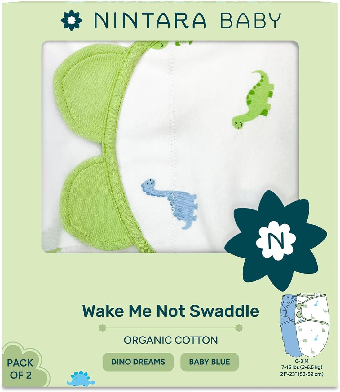 NINTARABABY Swaddle Wrap for Newborns – Premium Organic Cotton, Wake Me Not Swaddle with Baby-Safe Closure, Ultra-Soft & Snug Sleep Sack, Breathable Swaddling Blanket, Gifts for 0-3 Months, Pack of 2