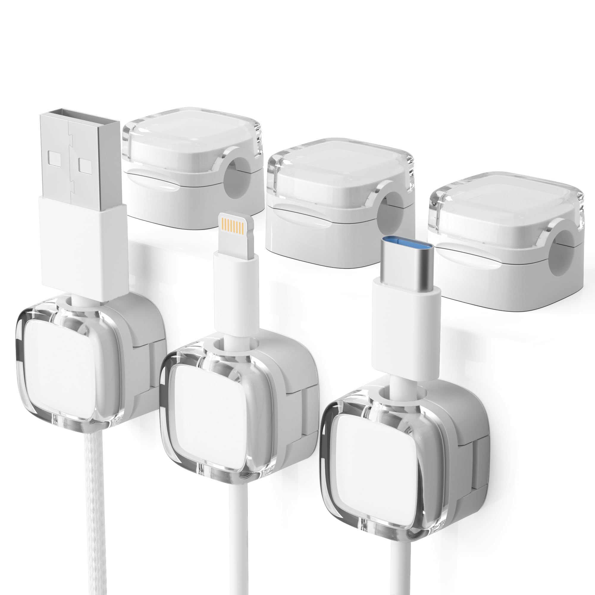 6 Pack Magnetic Cord Organizer & Cable Clips - Adjustable Under Desk Cable Management, Adhesive Wire Holder for Home, Office, Phone, Car, Wall, and