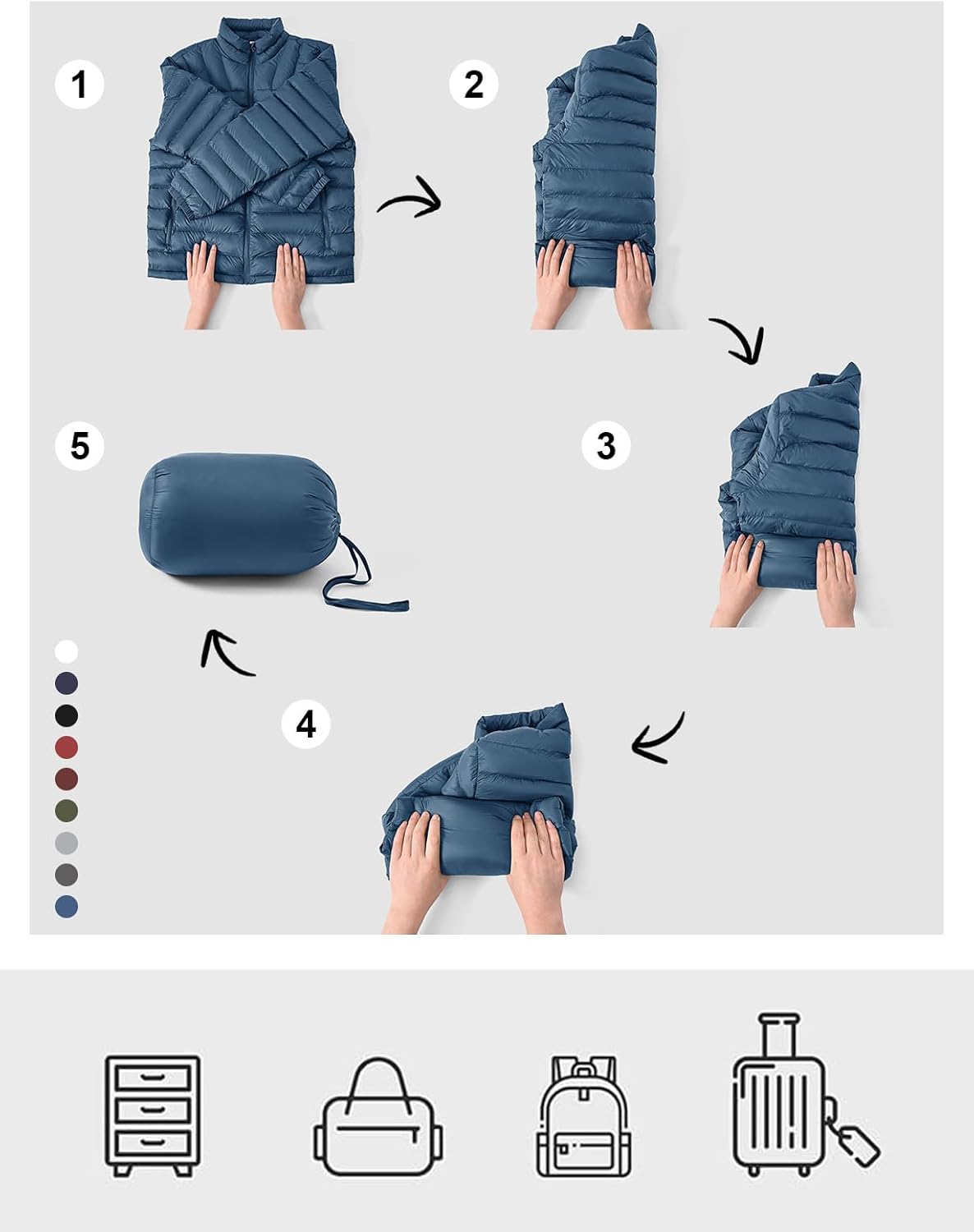 BGOWATU Men's Lightweight Packable Puffer Jacket Warm Winter Jacket for Men Down Alternative Puffy Coat