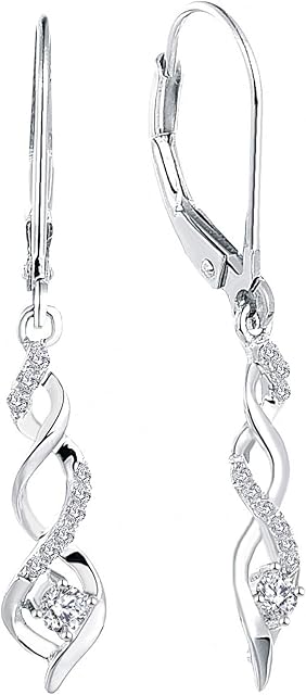 JO WISDOM Women Earrings,925 Sterling Silver Infinity Leverback Dangle & Drop Earrings with AAA Cubic Zirconia