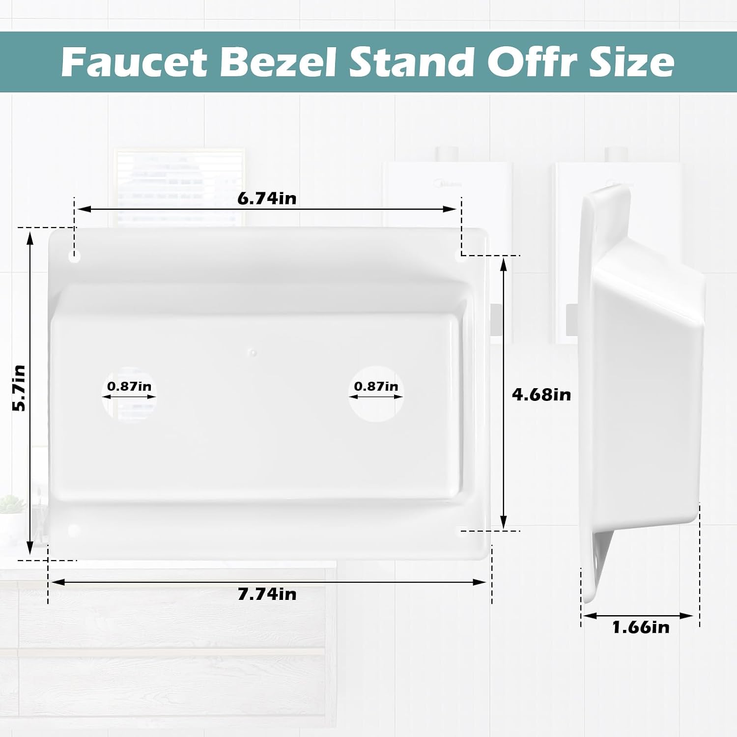 White Faucet Stand Off Bezel Faucet Cover for RV Camper Trailer Shower Panel Replacement Mounting Kit (2 Pack)