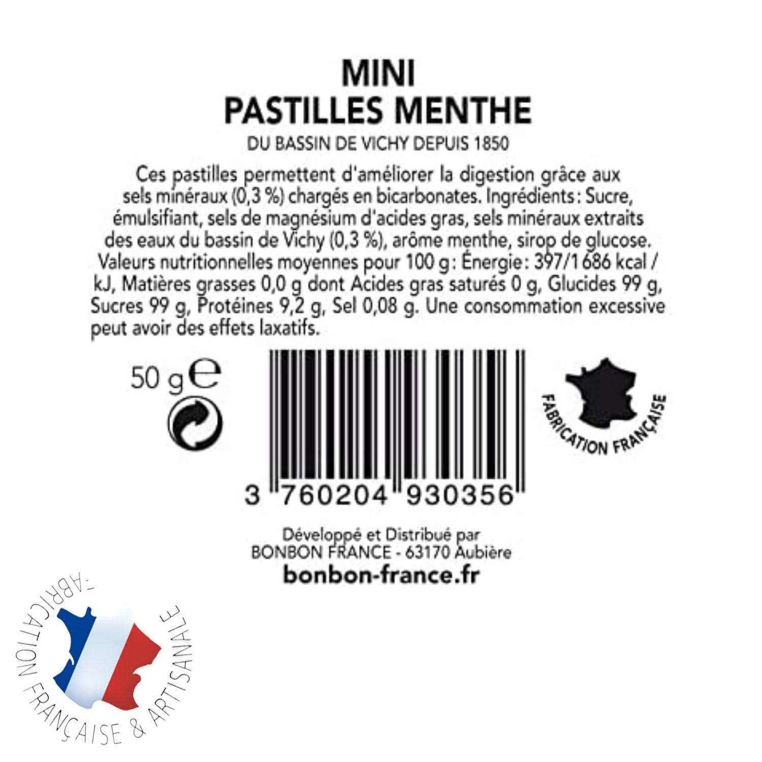 Barquette 10 boites Mini Pastilles Vichy | Bonbons Traditionnels 100% Français | Format économique